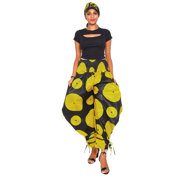 Pants - Women's High Waisted Printed Baggy Pants